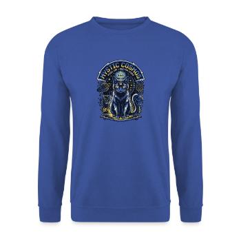 Mystic Cat - Unisex Pullover - Royalblau - Vorne - Alina (178cm) & Michal (187cm)