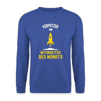Verputzer Mitarbeiter des Monats Stuckateur Firma - Unisex Pullover - Royalblau - Vorne - Alina (178cm) & Michal (187cm)