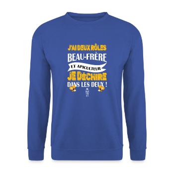 J'ai deux rôles beau-frère et apiculteur t-shirt - Sweat-shirt Unisexe - bleu royal - Devant - Alina (178cm) & Michal (187cm)