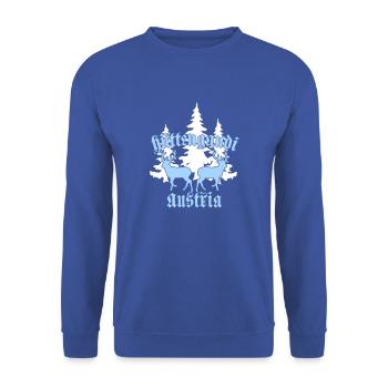 Hüttengaudi Austria - Unisex Pullover - Royalblau - Vorne - Alina (178cm) & Michal (187cm)