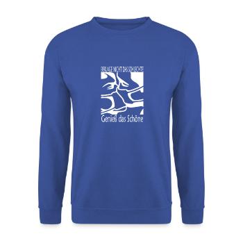 Das Schlechte - das Schöne (weißes Design) - Unisex Pullover - Royalblau - Vorne - Alina (178cm) & Michal (187cm)