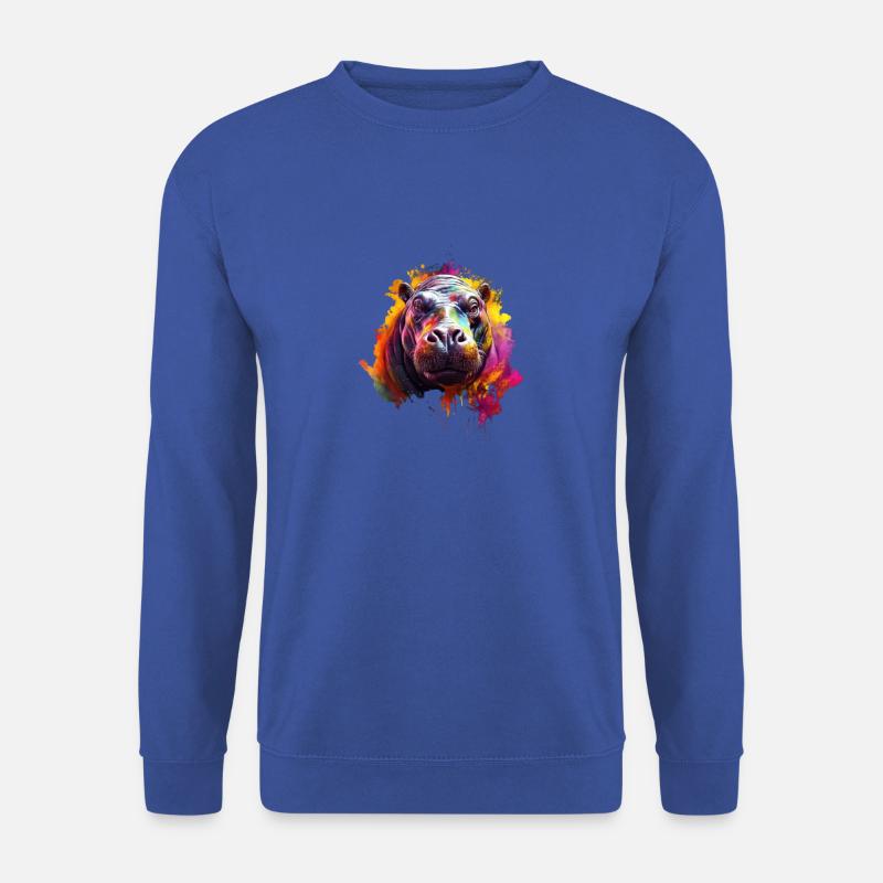 farbenfrohes Nilpferd - Unisex Pullover - Royalblau