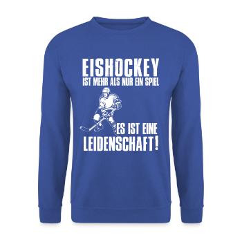 Eishockey ist mehr als nur ein Spiel Leidenschaft - Unisex Pullover - Royalblau - Vorne - Alina (178cm) & Michal (187cm)
