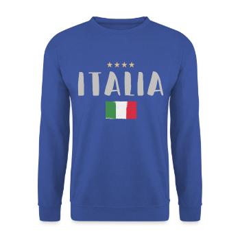 Italien Fußball Fan Trikot Flagge - Unisex Pullover - Royalblau - Vorne - Alina (178cm) & Michal (187cm)