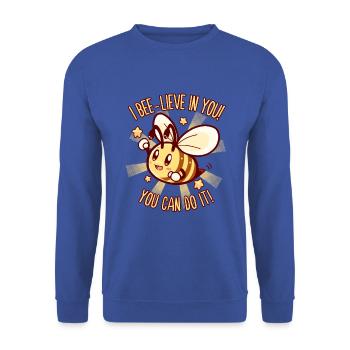 BEIch glaube an dich - ich liege in dir - Unisex Pullover - Royalblau - Vorne - Alina (178cm) & Michal (187cm)