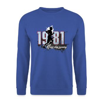 Running, birthday, jogging, 1981 - Unisex Sweatshirt - royal blue - Front - Alina (178cm) & Michal (187cm)