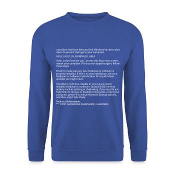 Blauer Bildschirm des Todes Windows Informatik - Unisex Pullover - Royalblau - Vorne - Alina (178cm) & Michal (187cm)