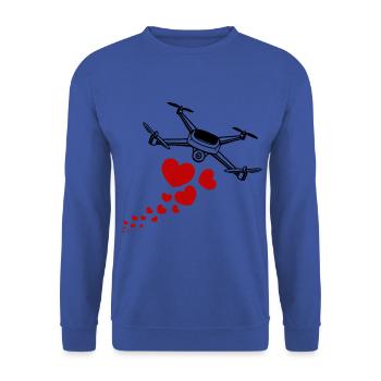 Flying drone with hearts - Unisex Sweatshirt - royal blue - Front - Alina (178cm) & Michal (187cm)