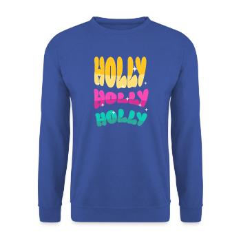 Holly Holiday Dreifarbig - Unisex Pullover - Royalblau - Vorne - Alina (178cm) & Michal (187cm)