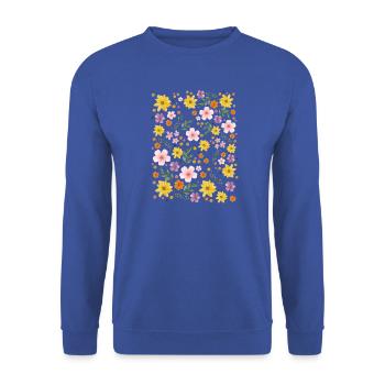 Aquarell Blumenzauber Muster - Unisex Pullover - Royalblau - Vorne - Alina (178cm) & Michal (187cm)
