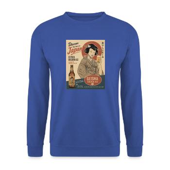Geisha Golden Ale Vintage Poster - Unisex Pullover - Royalblau - Vorne - Alina (178cm) & Michal (187cm)