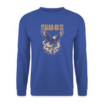 Jesaja 40 31 aufsteigender Adler Bibelvers - Unisex Pullover - Royalblau - Vorne - Alina (178cm) & Michal (187cm)