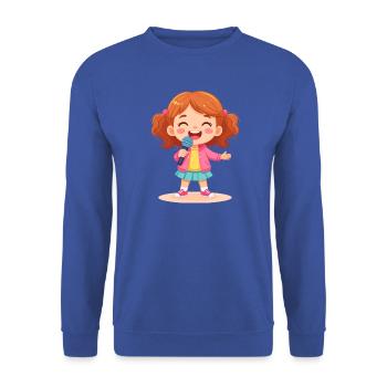 Kawaii Sängerin Mädchen Mikrofon Musik T-Shirt - Unisex Pullover - Royalblau - Vorne - Alina (178cm) & Michal (187cm)