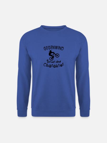 Mountainbiker mit Gegenwind I formt den Charakter - Unisex Pullover - Royalblau