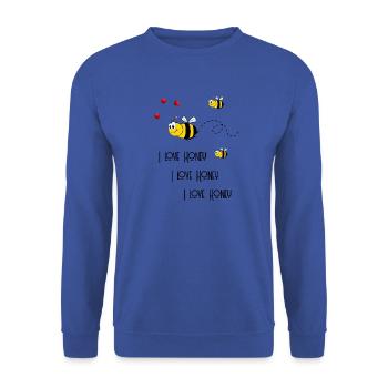 Abeilles avec coeur - J'aime le miel noir - Sweat-shirt Unisexe - bleu royal - Devant - Alina (178cm) & Michal (187cm)