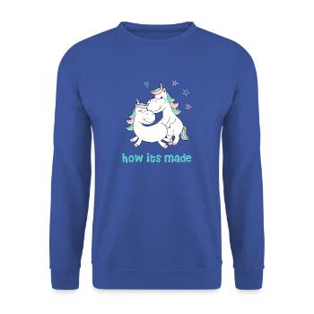 Licorne comment c'est fait - Sweat-shirt Unisexe - bleu royal - Devant - Alina (178cm) & Michal (187cm)