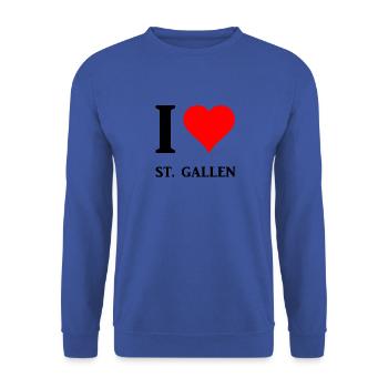 I love ST Gallen 1 - Unisex Pullover - Royalblau - Vorne - Alina (178cm) & Michal (187cm)