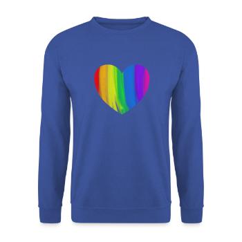 Regenbogen Herz Homosexualität Gleichberechtigung - Unisex Pullover - Royalblau - Vorne - Alina (178cm) & Michal (187cm)