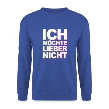 Bartleby der Schreiber - Ich möchte lieber nicht - Unisex Pullover - Royalblau - Vorne - Alina (178cm) & Michal (187cm)