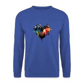 Herz Farbtropfen Bunt - Unisex Pullover - Royalblau - Vorne - Alina (178cm) & Michal (187cm)