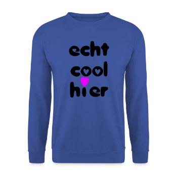 echt cool hier herz schwarz pink - Unisex Pullover - Royalblau - Vorne - Alina (178cm) & Michal (187cm)