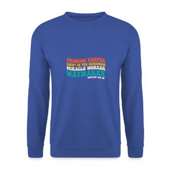 Promise Keeper Miracle Worker Waymaker Vintage - Sweat-shirt Unisexe - bleu royal - Devant - Alina (178cm) & Michal (187cm)