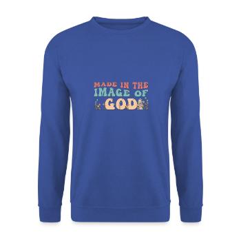 Made in the Image of God - Flower Mushroom Groovy - Unisex Sweatshirt - royal blue - Front - Alina (178cm) & Michal (187cm)