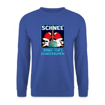 Danke SCHNEERÄUMEN WINTER - Unisex Pullover - Royalblau - Vorne - Alina (178cm) & Michal (187cm)
