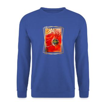 Abstraktion lebendiger geometrischer Formen - Unisex Pullover - Royalblau - Vorne - Alina (178cm) & Michal (187cm)