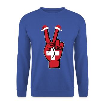 Schweiz Flagge Weihnachten Peace Symbol - Unisex Pullover - Royalblau - Vorne - Alina (178cm) & Michal (187cm)