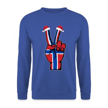 Norwegen Flagge Weihnachten Peace Symbol - Unisex Pullover - Royalblau - Vorne - Alina (178cm) & Michal (187cm)