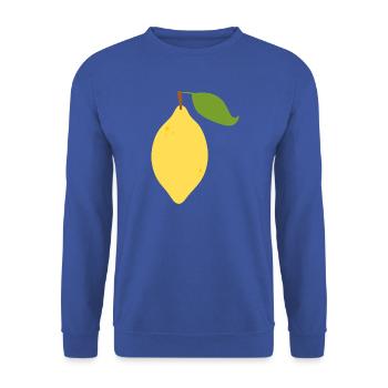 Modernes Zitronen-Zitrus-Muster-Design - Unisex Pullover - Royalblau - Vorne - Alina (178cm) & Michal (187cm)