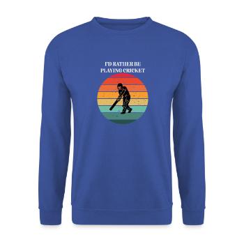 Cricket in der Retro Sun - Unisex Pullover - Royalblau - Vorne - Alina (178cm) & Michal (187cm)
