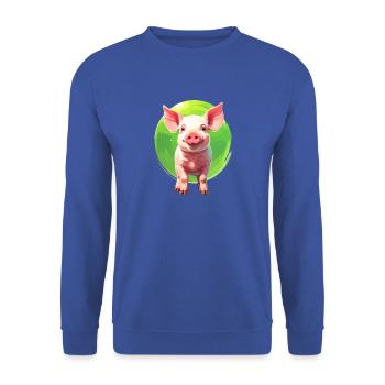 Ein Schweinchen - Unisex Pullover - Royalblau - Vorne - Alina (178cm) & Michal (187cm)