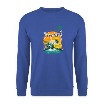 Tropische Inselschwingungen - Unisex Pullover - Royalblau - Vorne - Alina (178cm) & Michal (187cm)