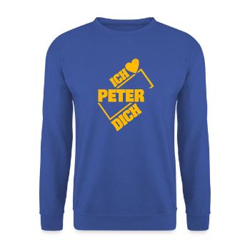 Peter als Liebe - Unisex Pullover - Royalblau - Vorne - Alina (178cm) & Michal (187cm)