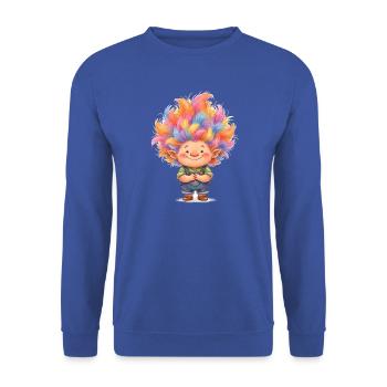 Regenbogen Trollchen Design - Unisex Pullover - Royalblau - Vorne - Alina (178cm) & Michal (187cm)