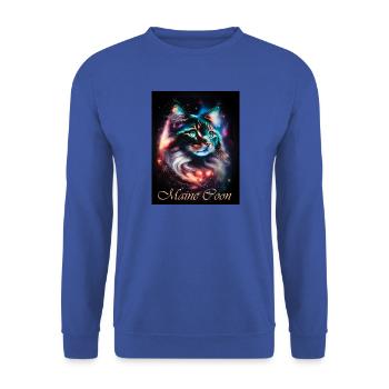 Main Coon Nebula - Fantasy Weltall Katze - Unisex Pullover - Royalblau - Vorne - Alina (178cm) & Michal (187cm)