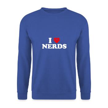 I Love Nerds tshirt - I Heart Nerds - Unisex Sweatshirt - royal blue - Front - Alina (178cm) & Michal (187cm)