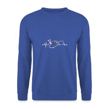Malerei Zeichnung Kunst Pinsel Maler Herzschlag - Unisex Pullover - Royalblau - Vorne - Alina (178cm) & Michal (187cm)