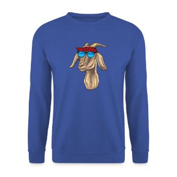 Chèvre robuste avec lunettes de soleil et bandana - Sweat-shirt Unisexe - bleu royal - Devant - Alina (178cm) & Michal (187cm)