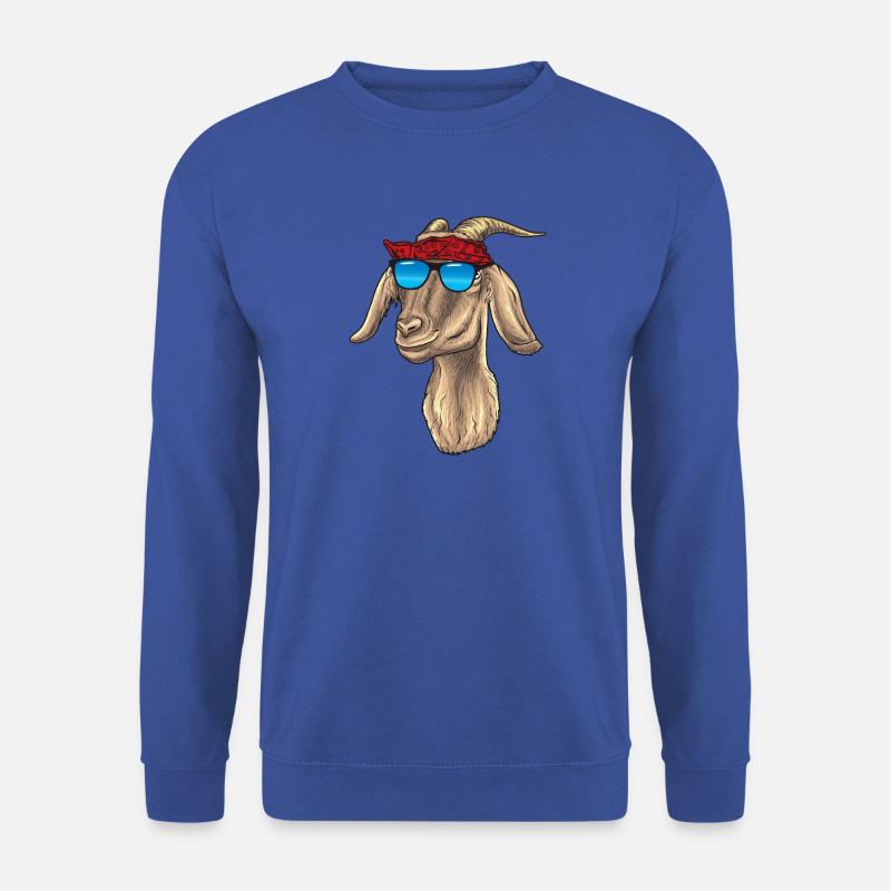 Tough Ziege mit Sonnenbrille und Bandana - Unisex Pullover - Royalblau
