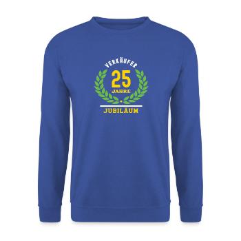 Verkäufer Jubiläum 25 Jahre 25 jähriges Jubilaeum - Unisex Pullover - Royalblau - Vorne - Alina (178cm) & Michal (187cm)