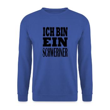 Ich bin Schweriner Geschenk Heimatliebe Schwerin - Unisex Pullover - Royalblau - Vorne - Alina (178cm) & Michal (187cm)