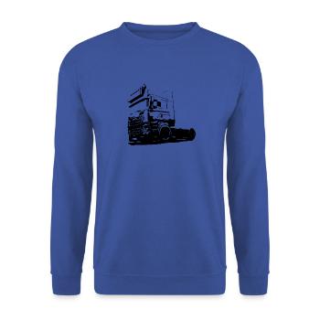 Schwedischer LKW - Unisex Pullover - Royalblau - Vorne - Alina (178cm) & Michal (187cm)