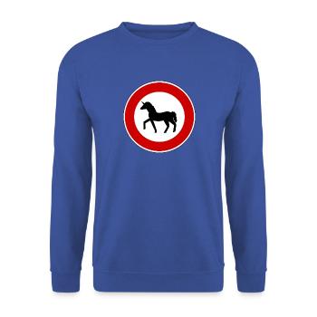 Verkehrsschild Einhorn Maedchen Geschenk - Unisex Pullover - Royalblau - Vorne - Alina (178cm) & Michal (187cm)