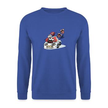 Sinterklaas in een snelle auto - Unisex Sweatshirt - royal blue - Front - Alina (178cm) & Michal (187cm)