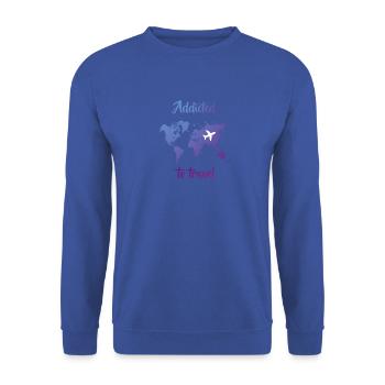 Addicted to travel - Süchtig nach Reisen - Unisex Pullover - Royalblau - Vorne - Alina (178cm) & Michal (187cm)