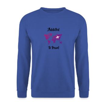 Addicted to travel - Süchtig nach Reisen - Unisex Pullover - Royalblau - Vorne - Alina (178cm) & Michal (187cm)