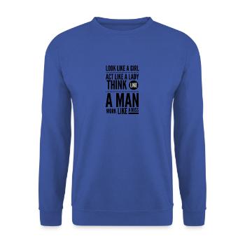 Travailler comme un patron - Sweat-shirt Unisexe - bleu royal - Devant - Alina (178cm) & Michal (187cm)